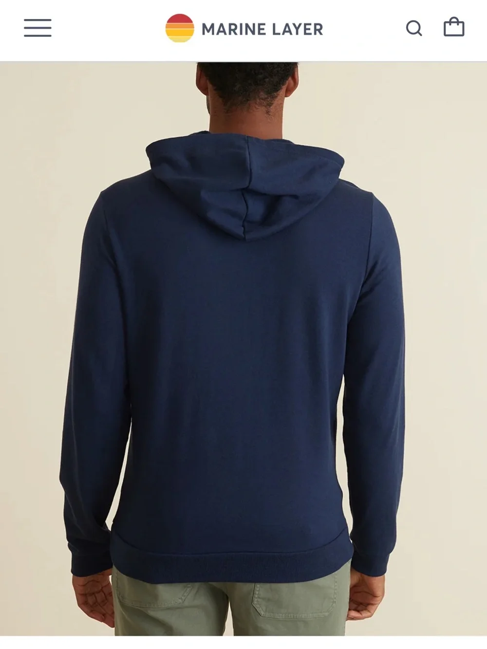 New NWOT Marine Layer Sunset Classic Navy Hooded Sweatshirt - Men's Sz XL